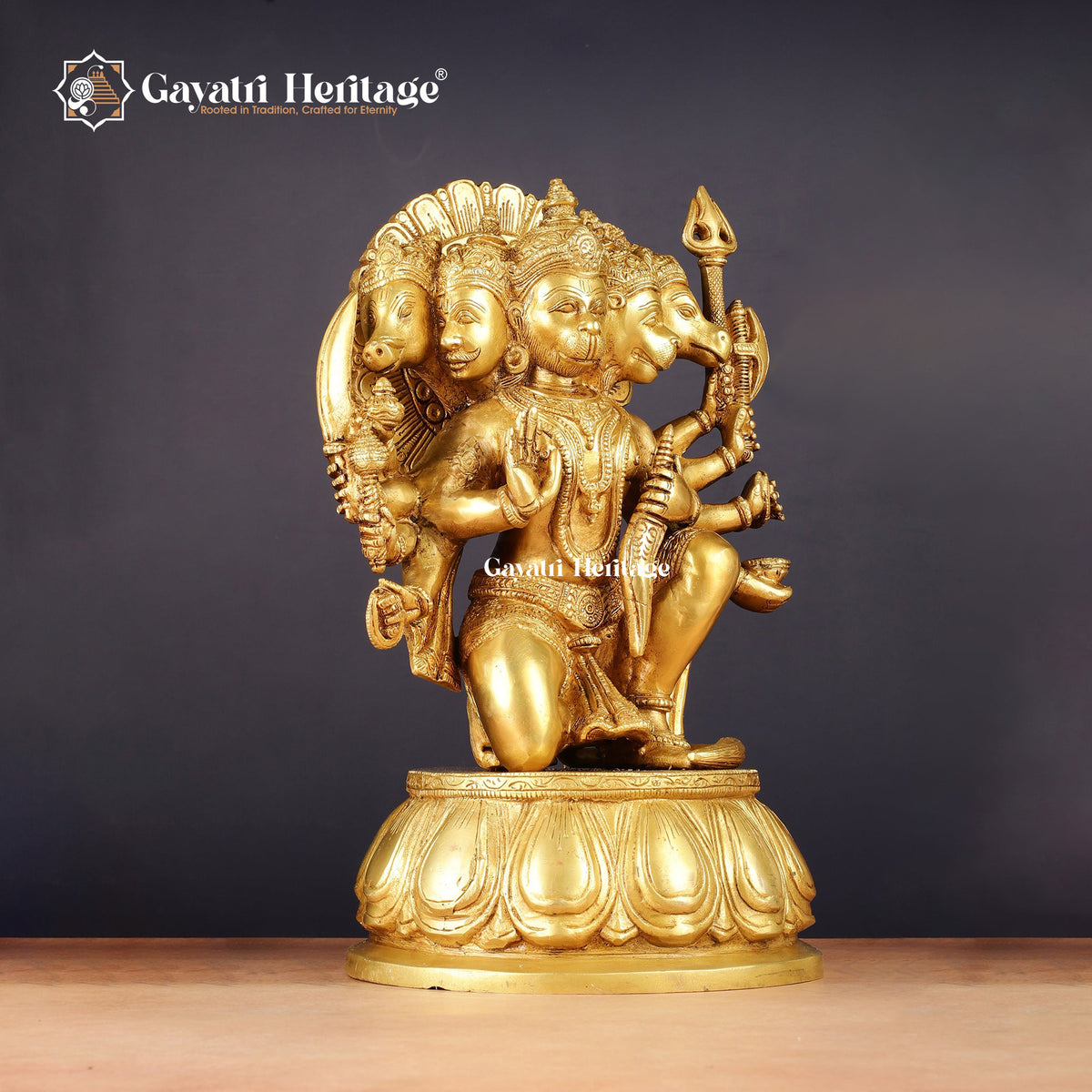 Brass Panchmukhi Hanuman Idol – Sacred Warrior God | Gayatri Heritage