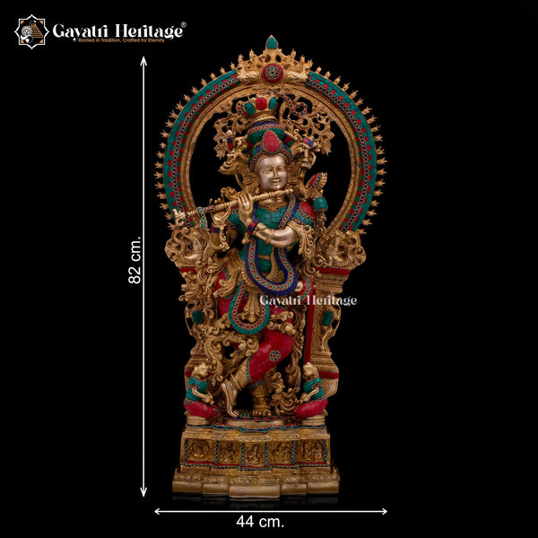 Elegant Brass Lord Krishna Statue with Arch – Divine Charm and Spiritual Grace | Gayatri Heritage