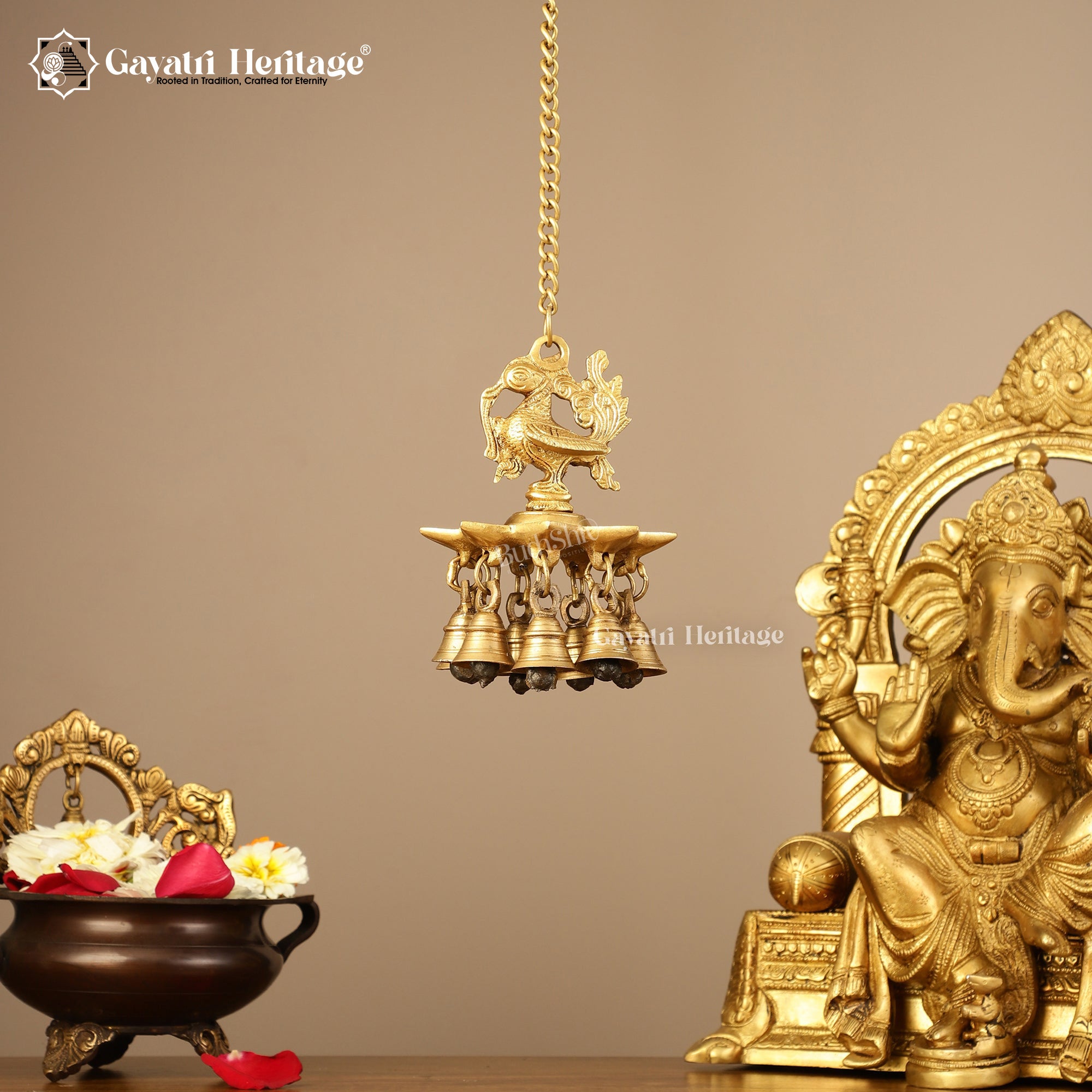 Brass Wall Hanging Sparrow Diya – Elegant Home Decor