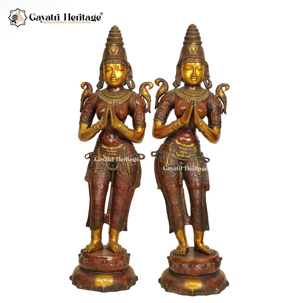 Brass Welcome Lady Statue – Traditional Greeting Décor | Gayatri Heritage