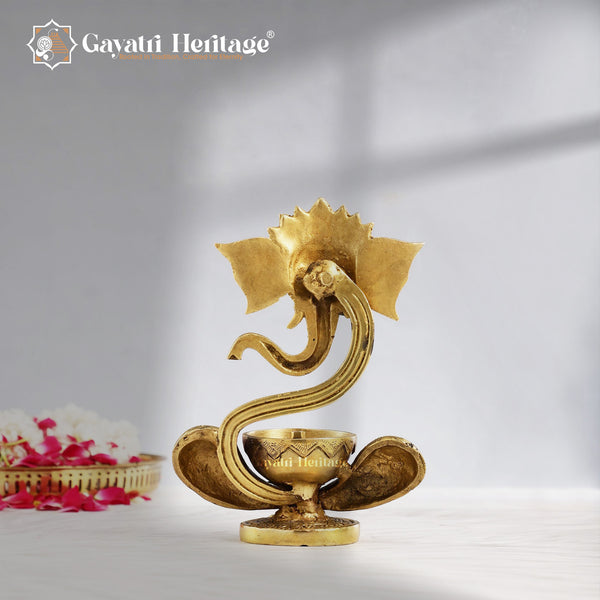 Brass Ganesh Idol Diya – Spiritual Grace and Light | Gayatri Heritage