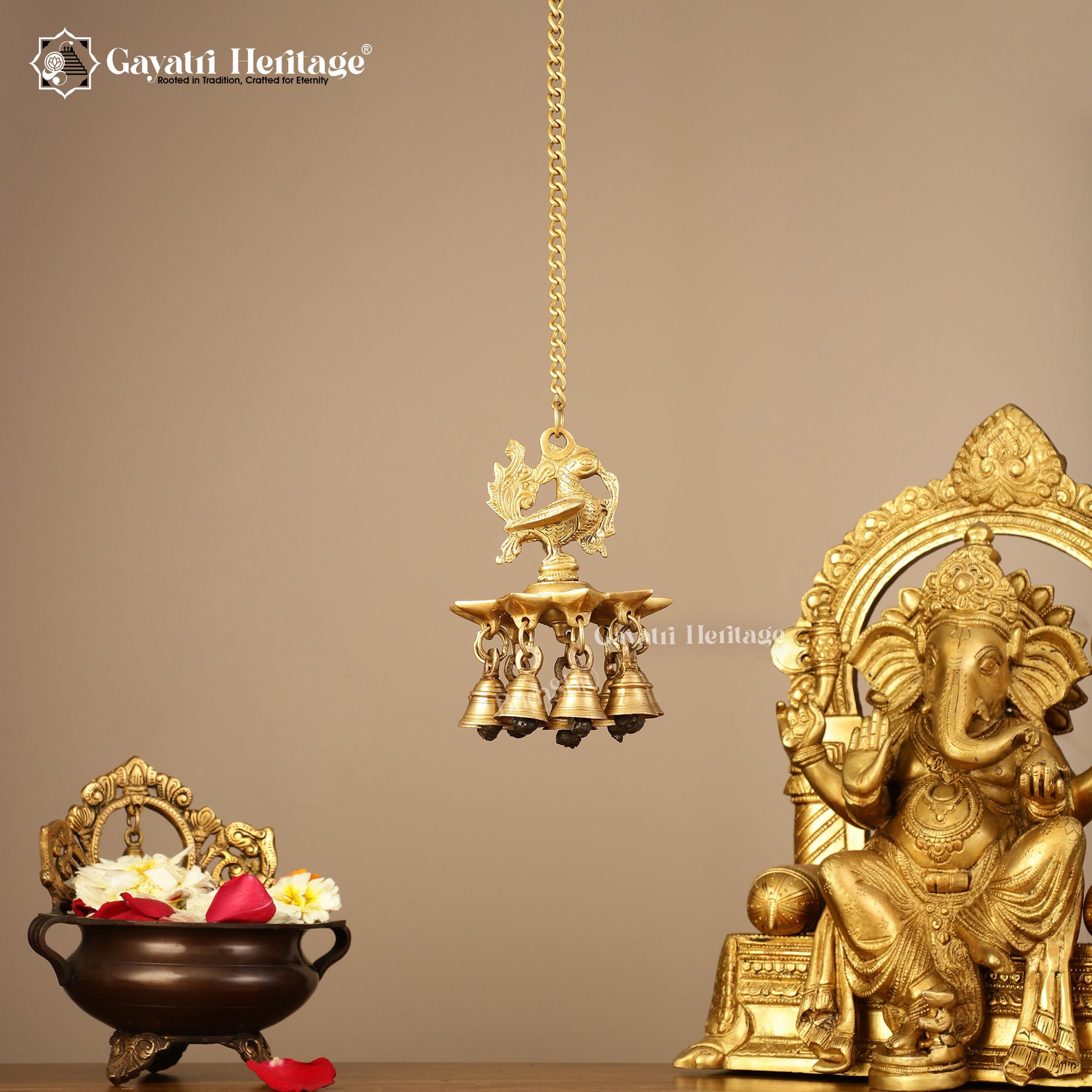 Brass Wall Hanging Sparrow Diya – Elegant Home Decor