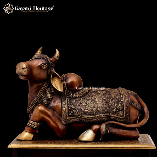 Brass Nandi Statue – Sacred Bull Idol | Gayatri Heritage