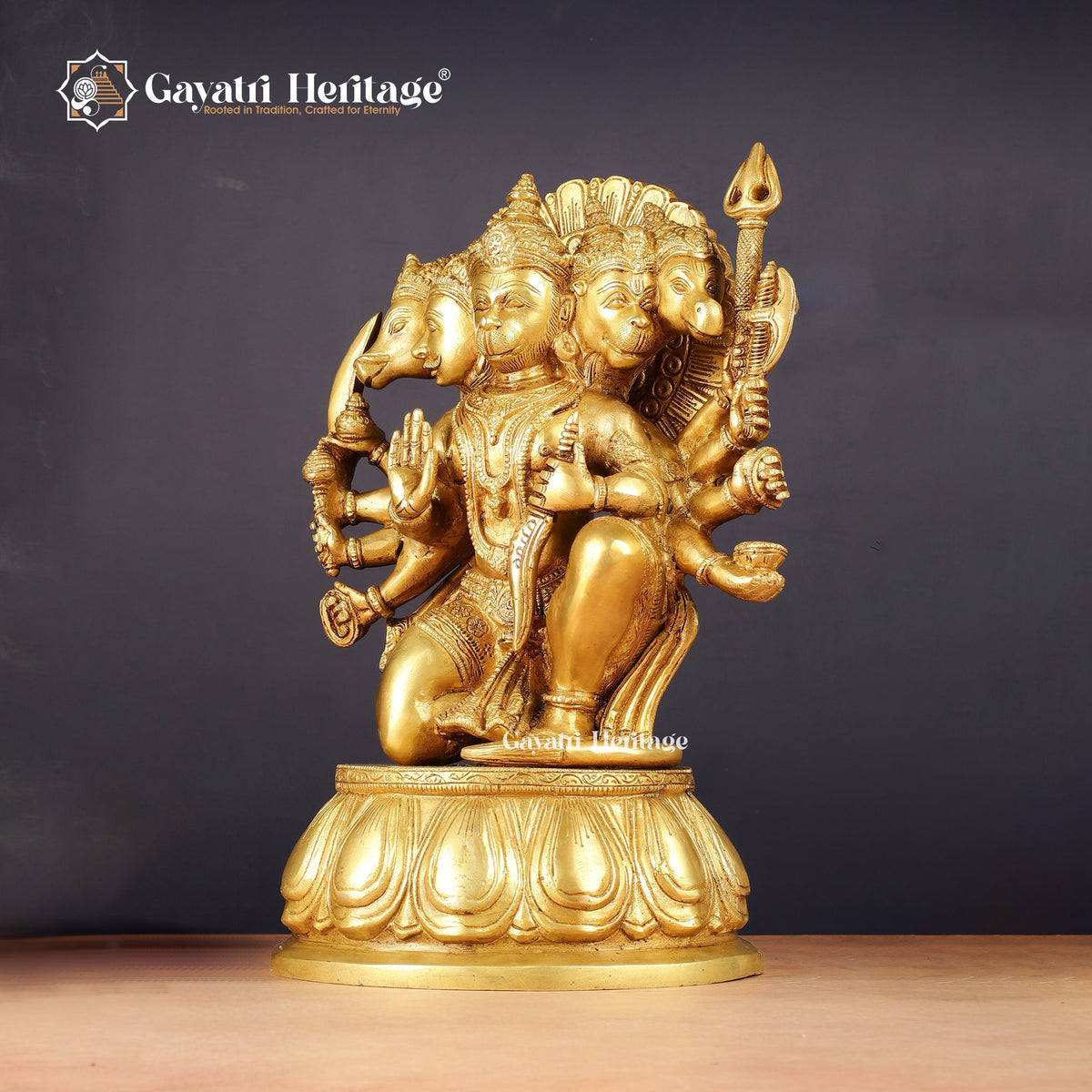 Brass Panchmukhi Hanuman Idol – Sacred Warrior God | Gayatri Heritage