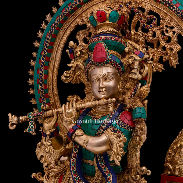 Elegant Brass Lord Krishna Statue with Arch – Divine Charm and Spiritual Grace | Gayatri Heritage