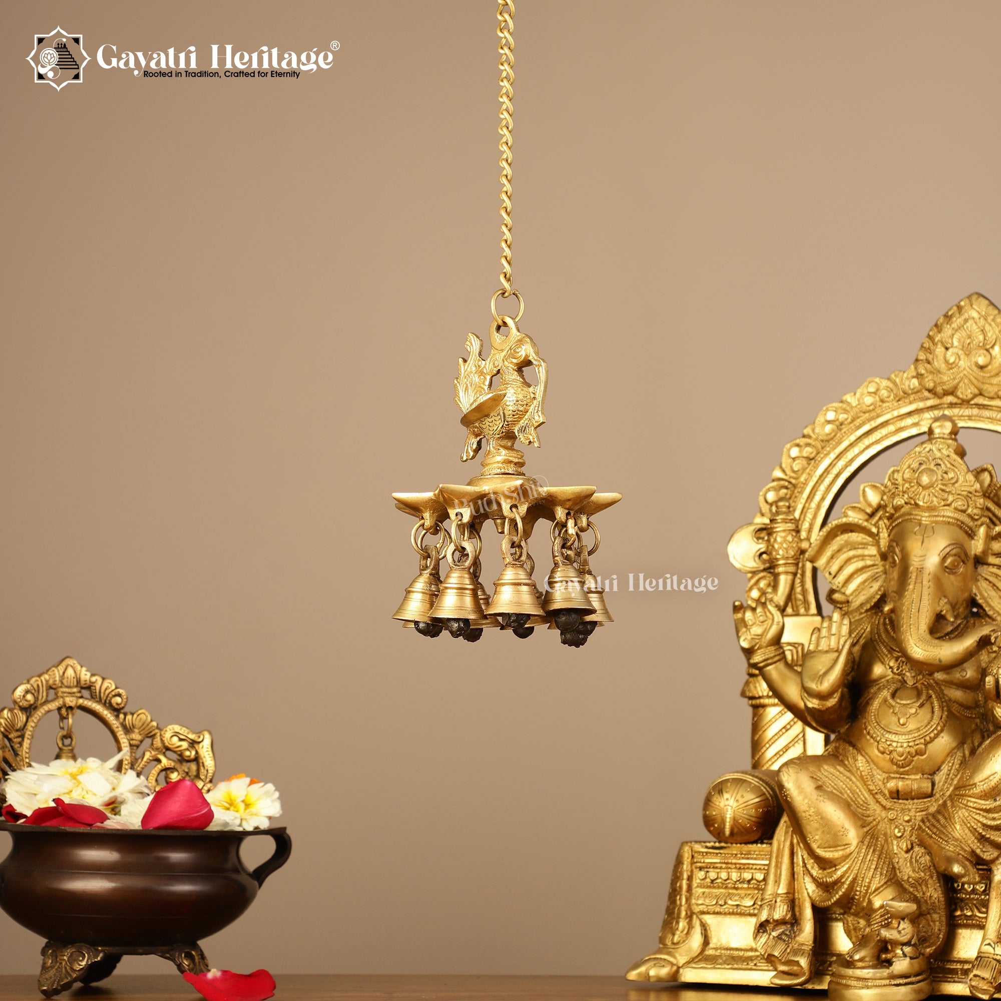 Brass Wall Hanging Sparrow Diya – Elegant Home Decor