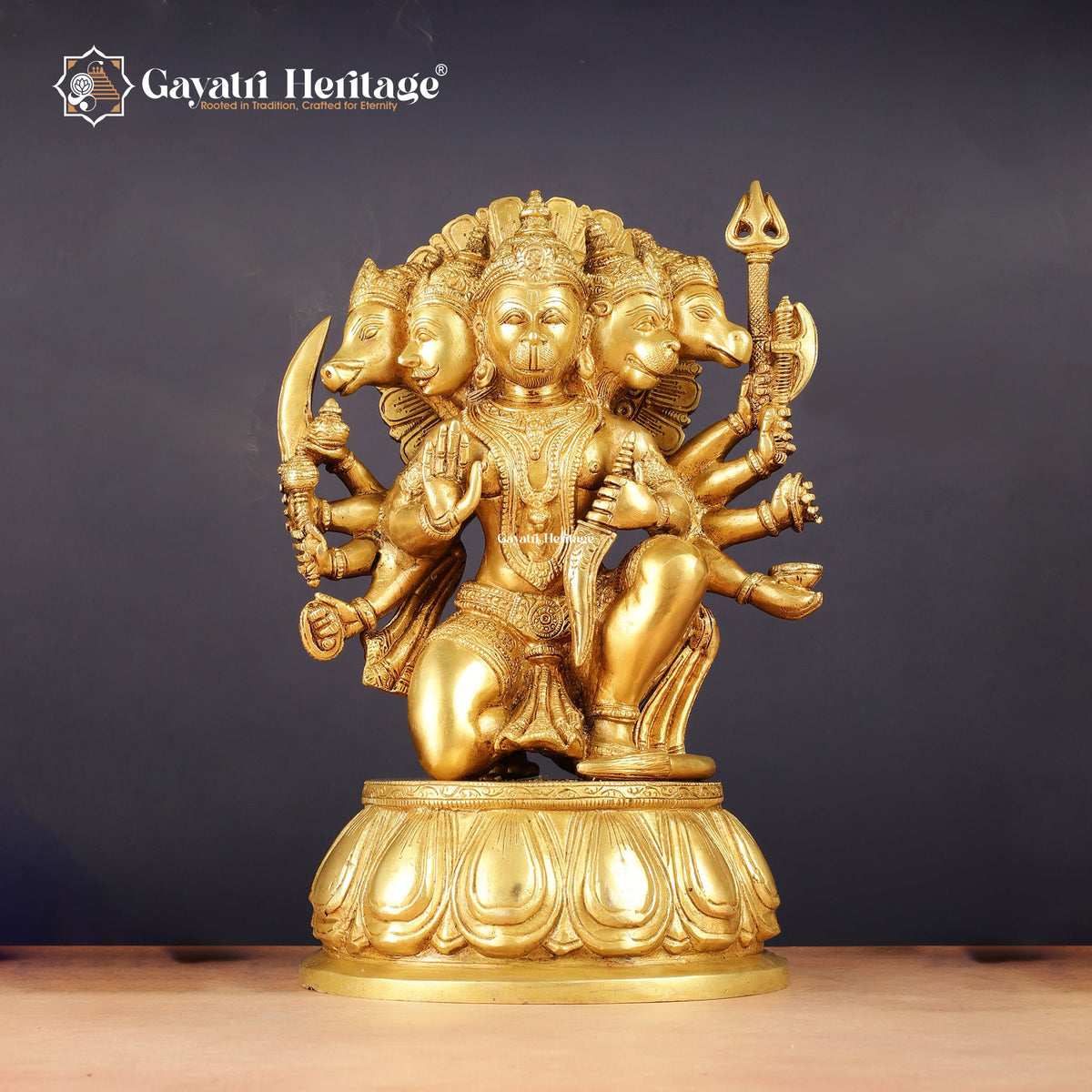 Brass Panchmukhi Hanuman Idol – Sacred Warrior God | Gayatri Heritage