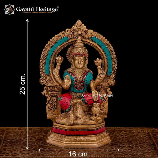 Traditional Brass Laxmi Ganesh Saraswati Idols in Stone work – Divine Trio for Prosperity, Wisdom, and Harmony | Gayatri Heritage