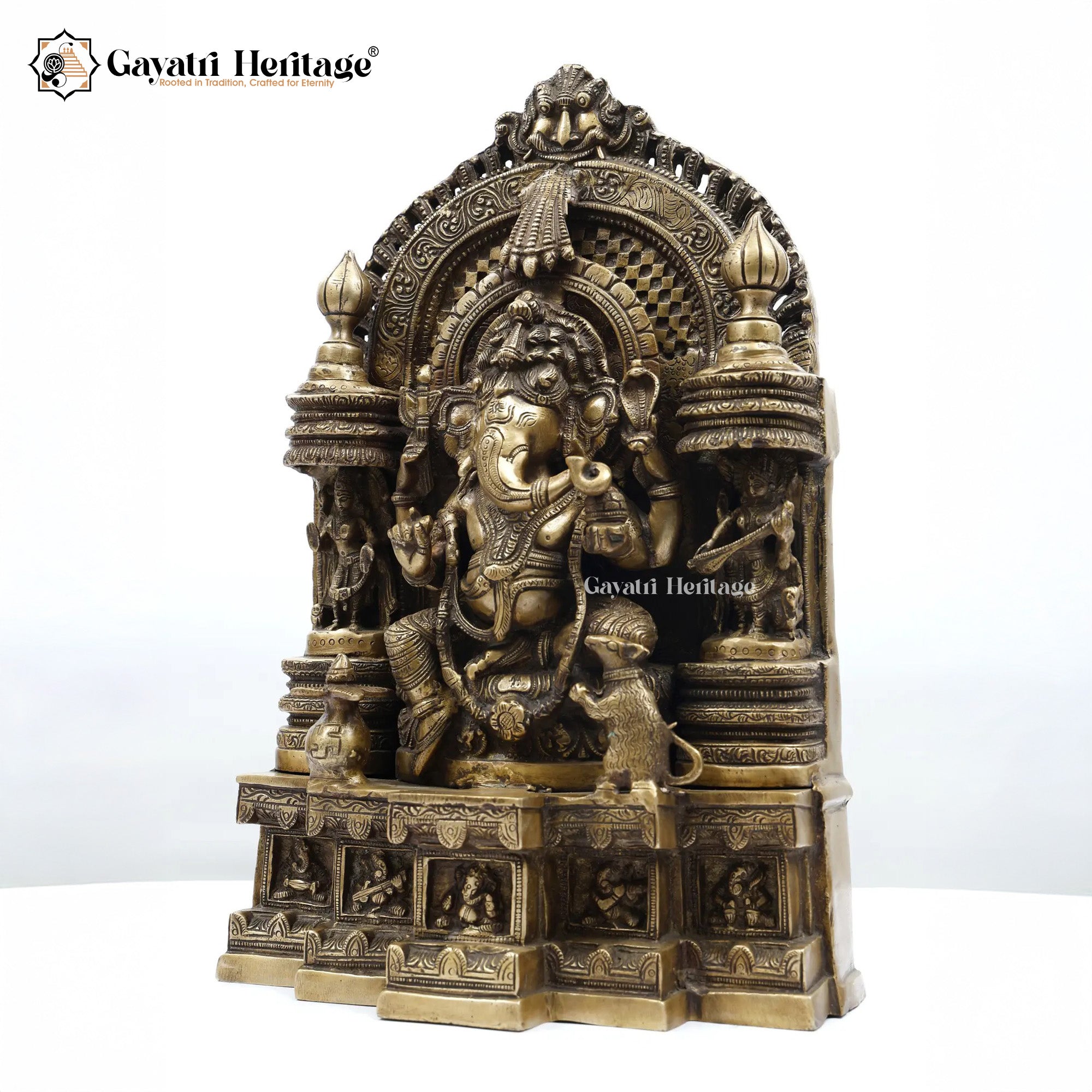 Brass Ganesh Idol with Frame – Divine Wisdom and Prosperity | Gayatri Heritage