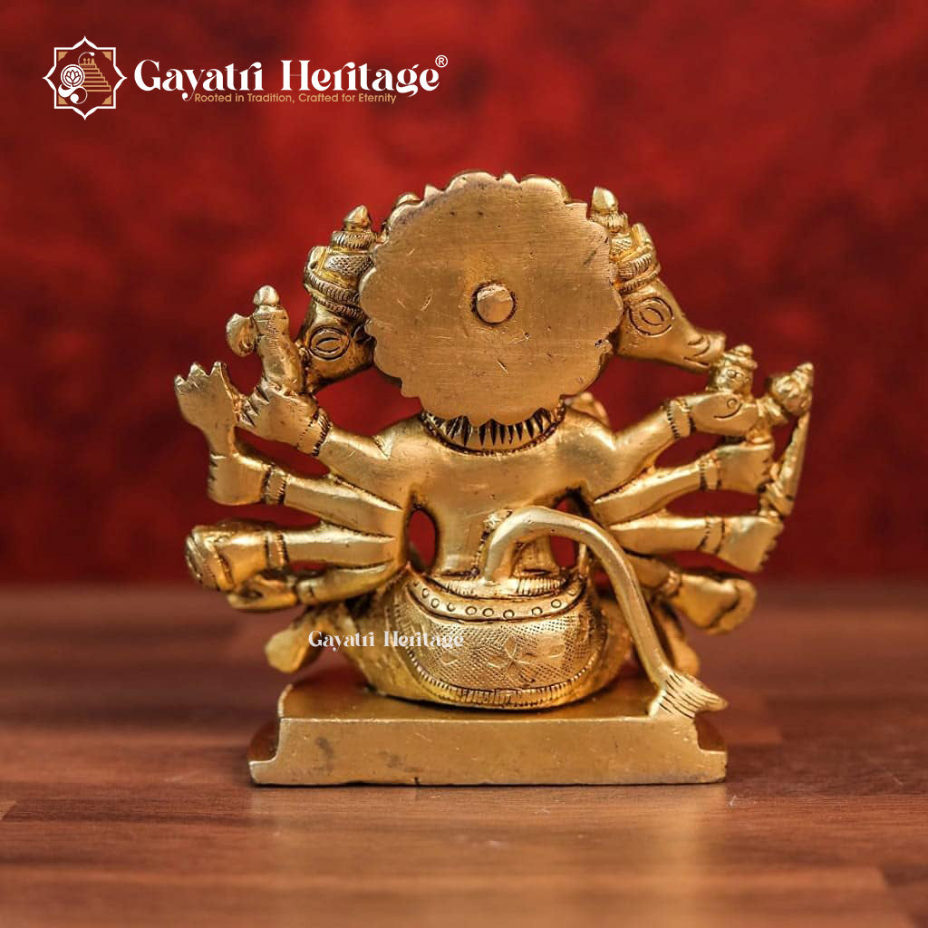 Brass Panchmukhi Hanuman Statue – Traditional Indian Art | Gayatri Heritage