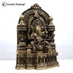 Brass Ganesh Idol with Frame – Divine Wisdom and Prosperity | Gayatri Heritage