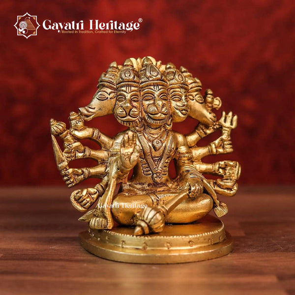 Brass Panchmukhi Hanuman Statue – Traditional Indian Art | Gayatri Heritage