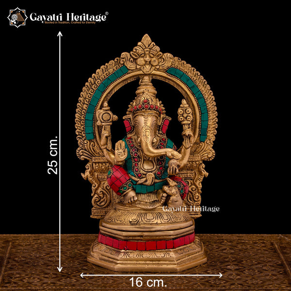 Traditional Brass Laxmi Ganesh Saraswati Idols in Stone work – Divine Trio for Prosperity, Wisdom, and Harmony | Gayatri Heritage