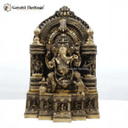 Brass Ganesh Idol with Frame – Divine Wisdom and Prosperity | Gayatri Heritage