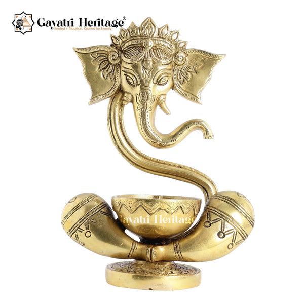 Brass Ganesh Idol Diya – Spiritual Grace and Light | Gayatri Heritage