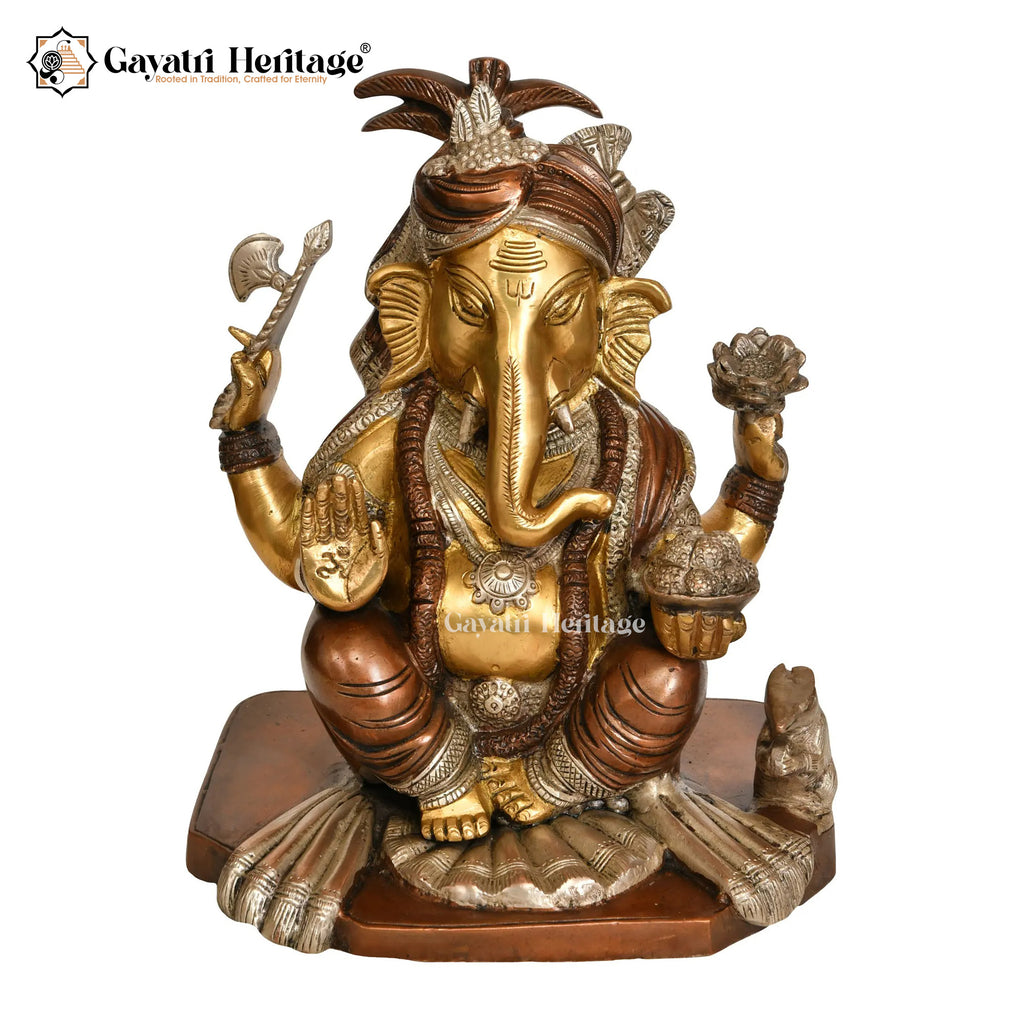 Brass Ganesh in Turban Design – Royal Elephant God Idol