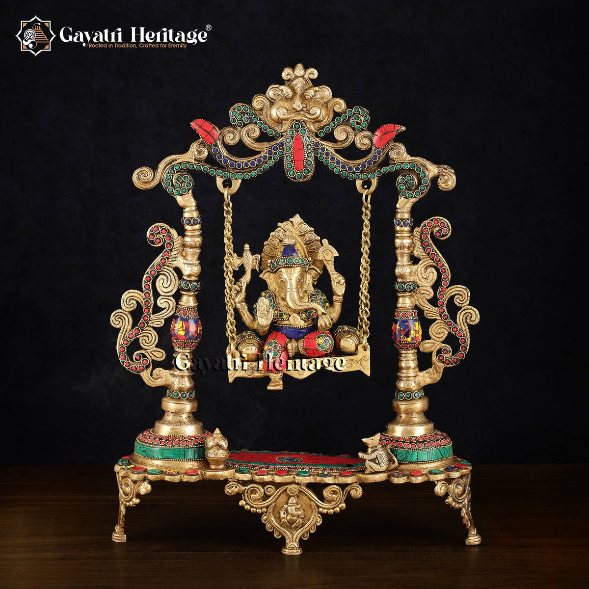 Brass Ganesh Jhula in Stone Work – Divine Home Decor | Gayatri Heritage