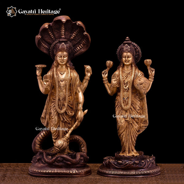 Brass Vishnu Laxmi Idol – Divine Blessing for Your Home | Gayatri Heritage