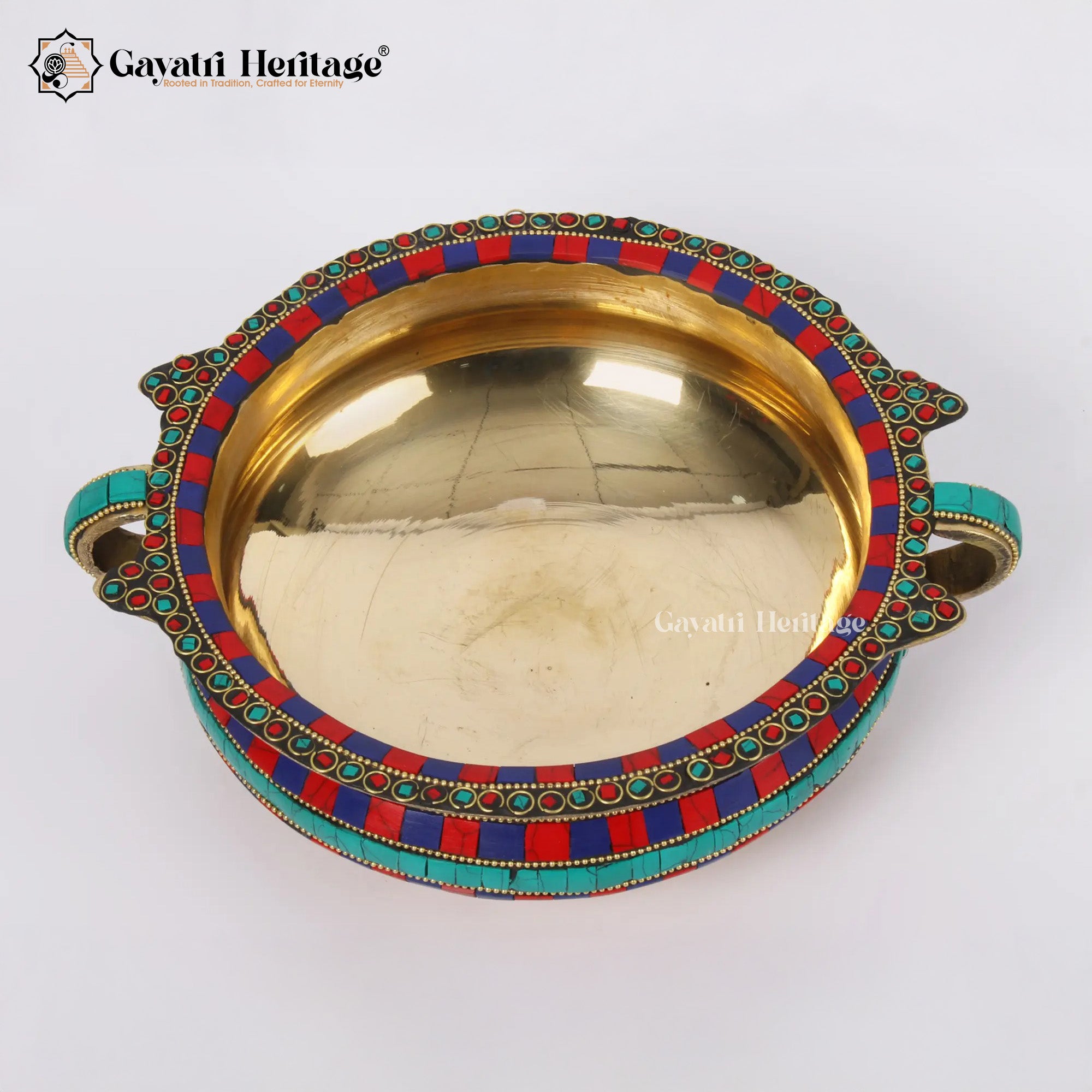 Brass Urli with Stone Work – Elegant Traditional Decor | Gayatri Heritage