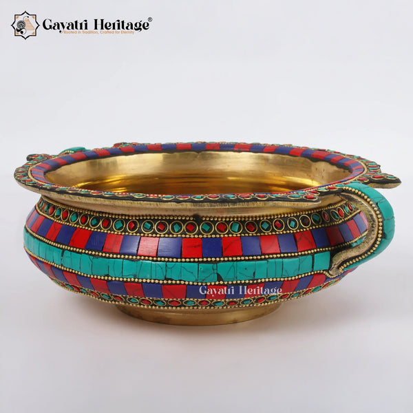 Brass Urli with Stone Work – Elegant Traditional Decor | Gayatri Heritage