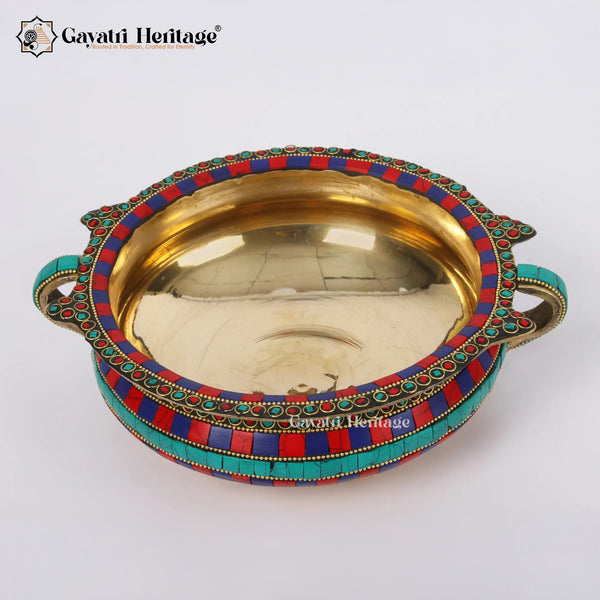 Brass Urli with Stone Work – Elegant Traditional Decor | Gayatri Heritage