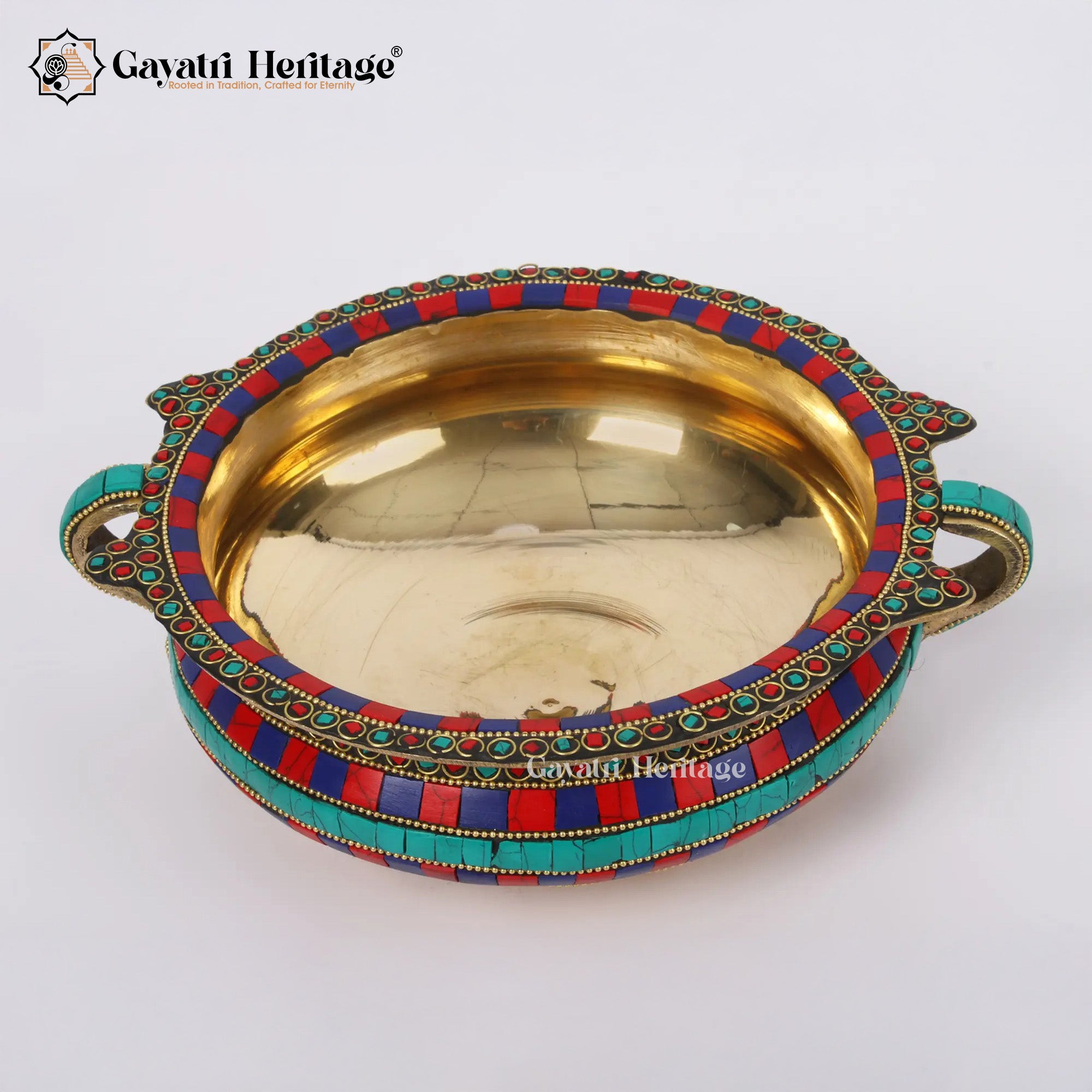 Brass Urli with Stone Work – Elegant Traditional Decor | Gayatri Heritage