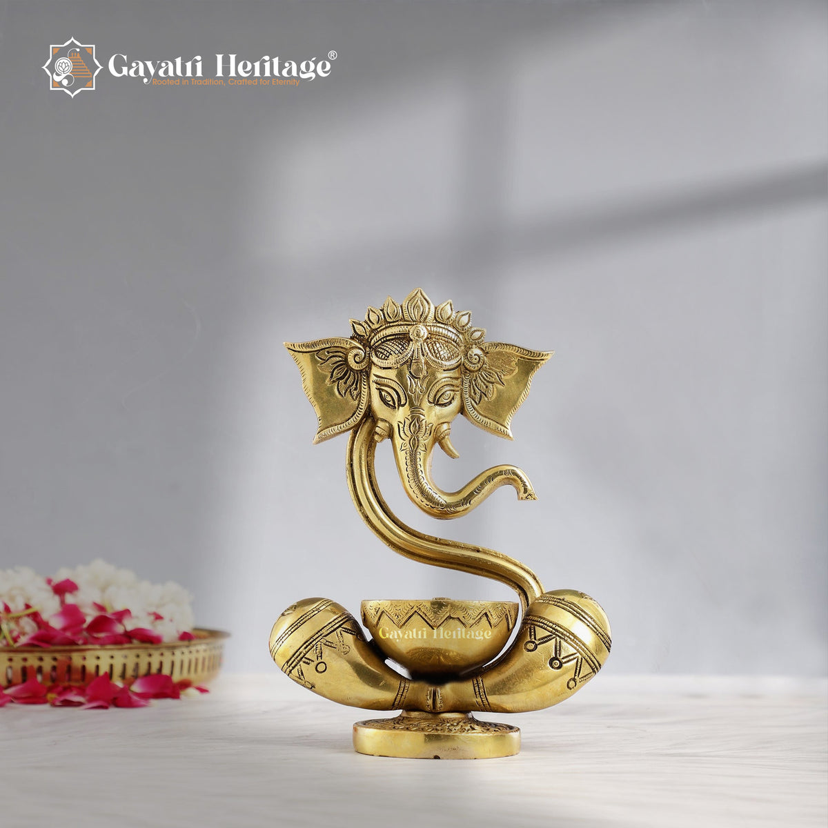 Brass Ganesh Idol Diya – Spiritual Grace and Light | Gayatri Heritage