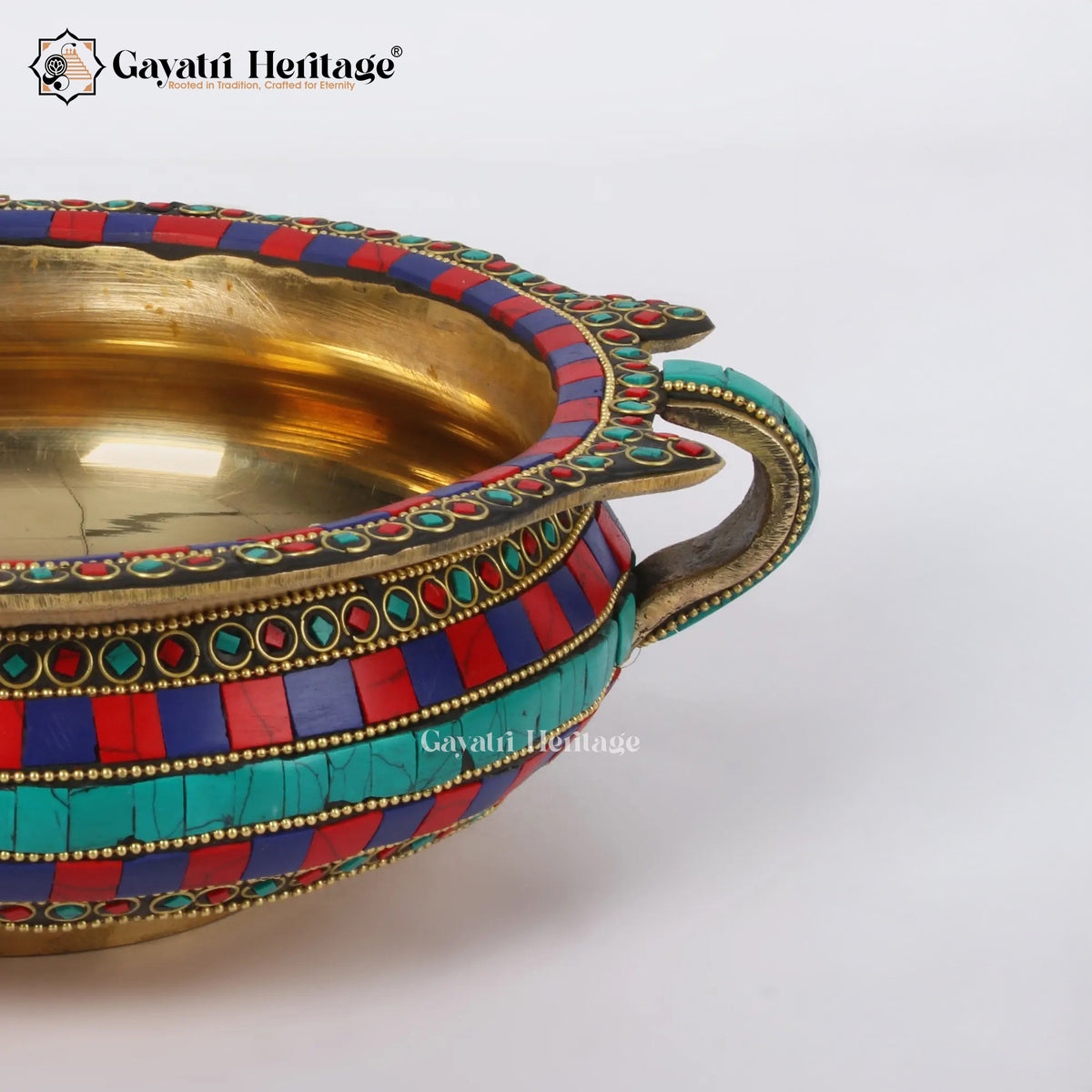 Brass Urli with Stone Work – Elegant Traditional Decor | Gayatri Heritage