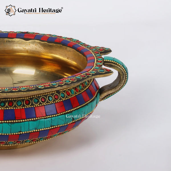 Brass Urli with Stone Work – Elegant Traditional Decor | Gayatri Heritage