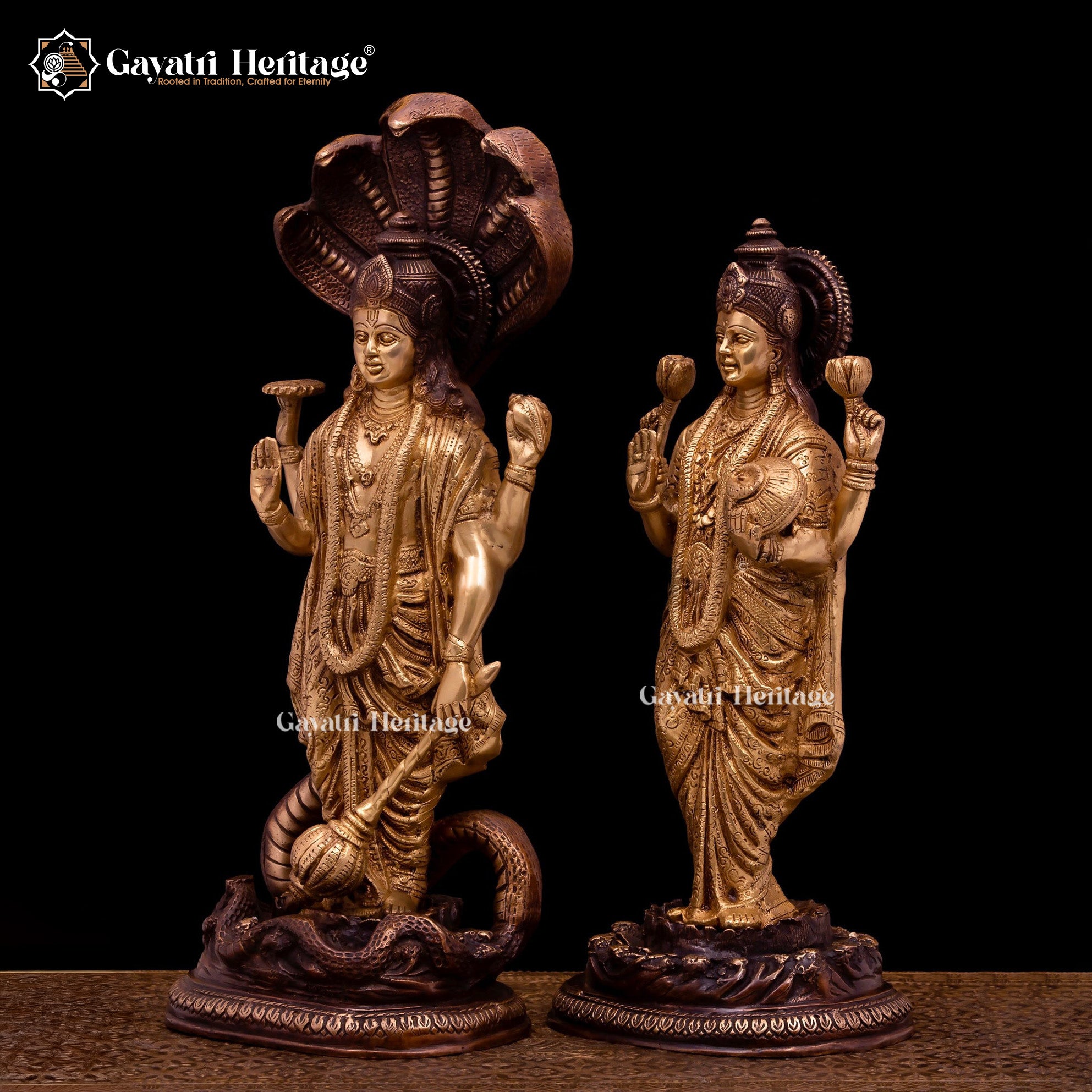 Brass Vishnu Laxmi Idol – Divine Blessing for Your Home | Gayatri Heritage