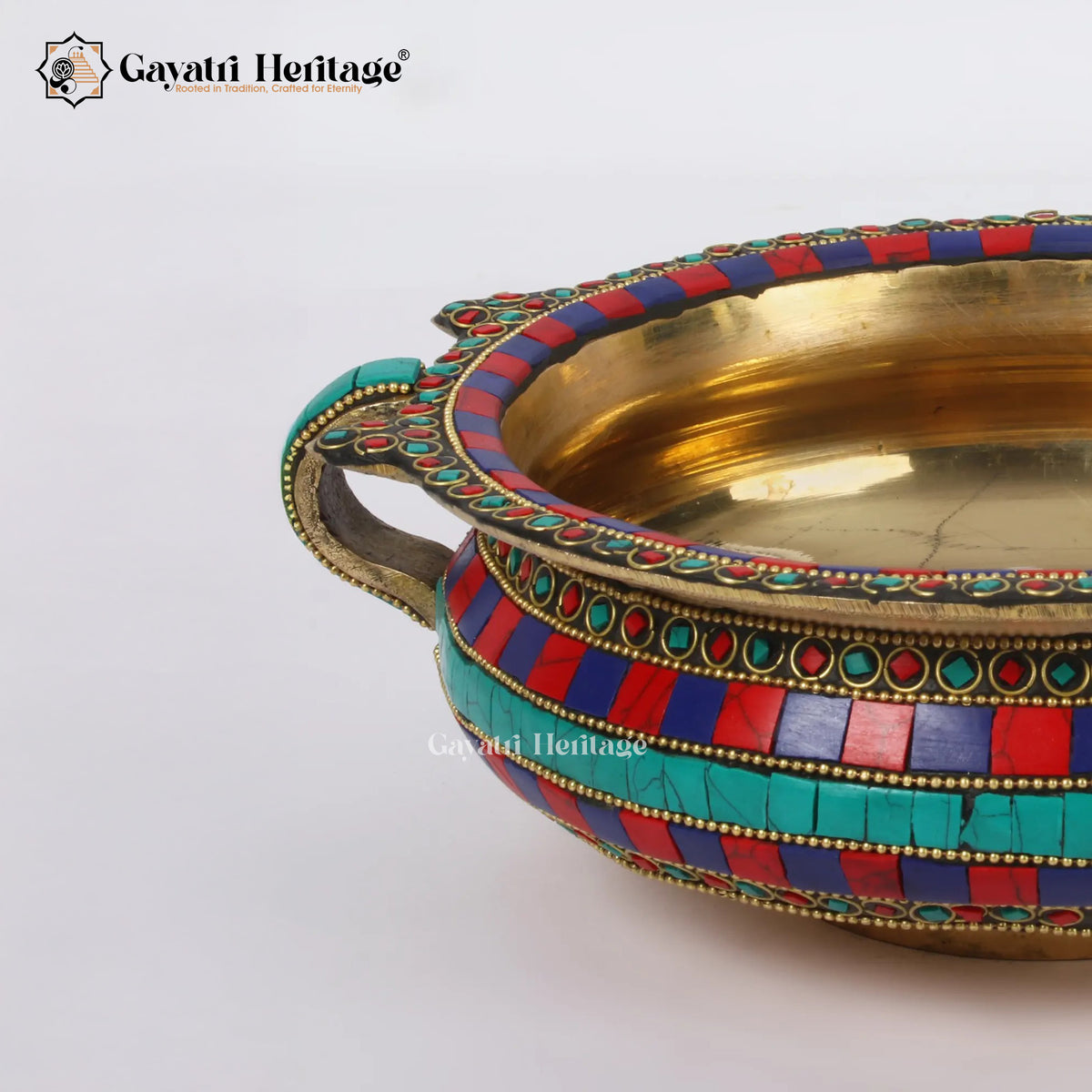 Brass Urli with Stone Work – Elegant Traditional Decor | Gayatri Heritage