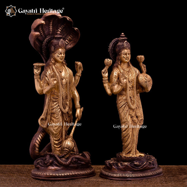 Brass Vishnu Laxmi Idol – Divine Blessing for Your Home | Gayatri Heritage