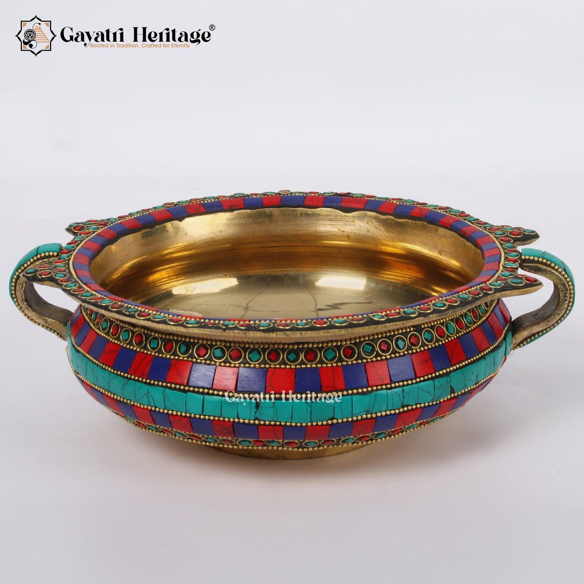 Brass Urli with Stone Work – Elegant Traditional Decor | Gayatri Heritage