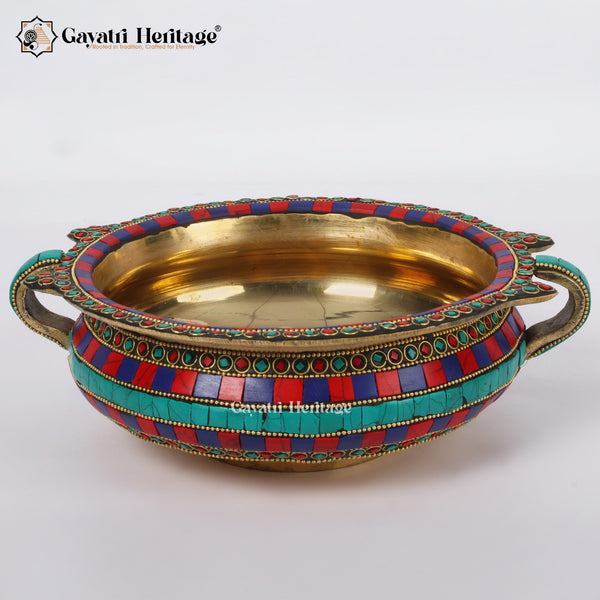 Brass Urli with Stone Work – Elegant Traditional Decor | Gayatri Heritage