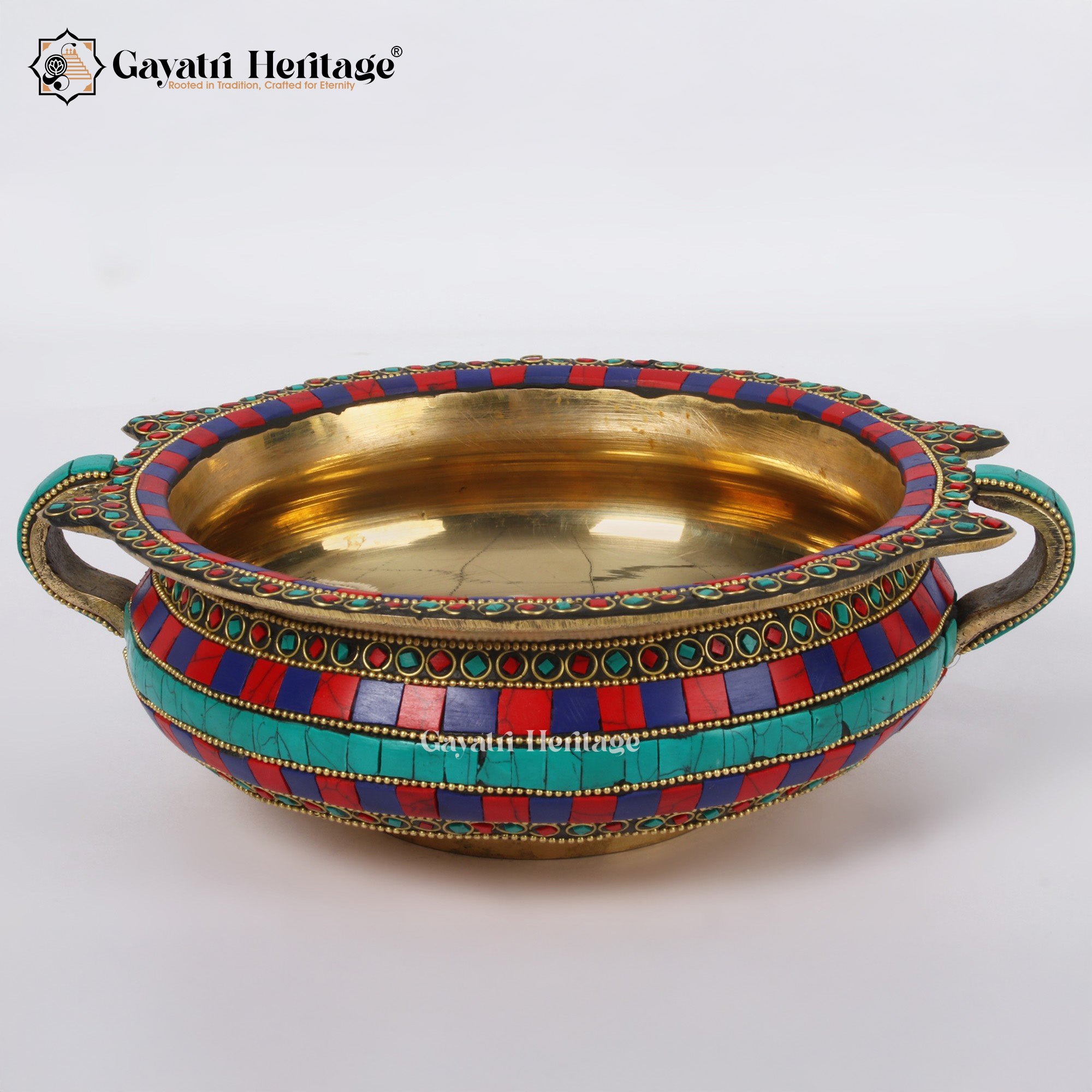 Brass Urli with Stone Work – Elegant Traditional Decor | Gayatri Heritage