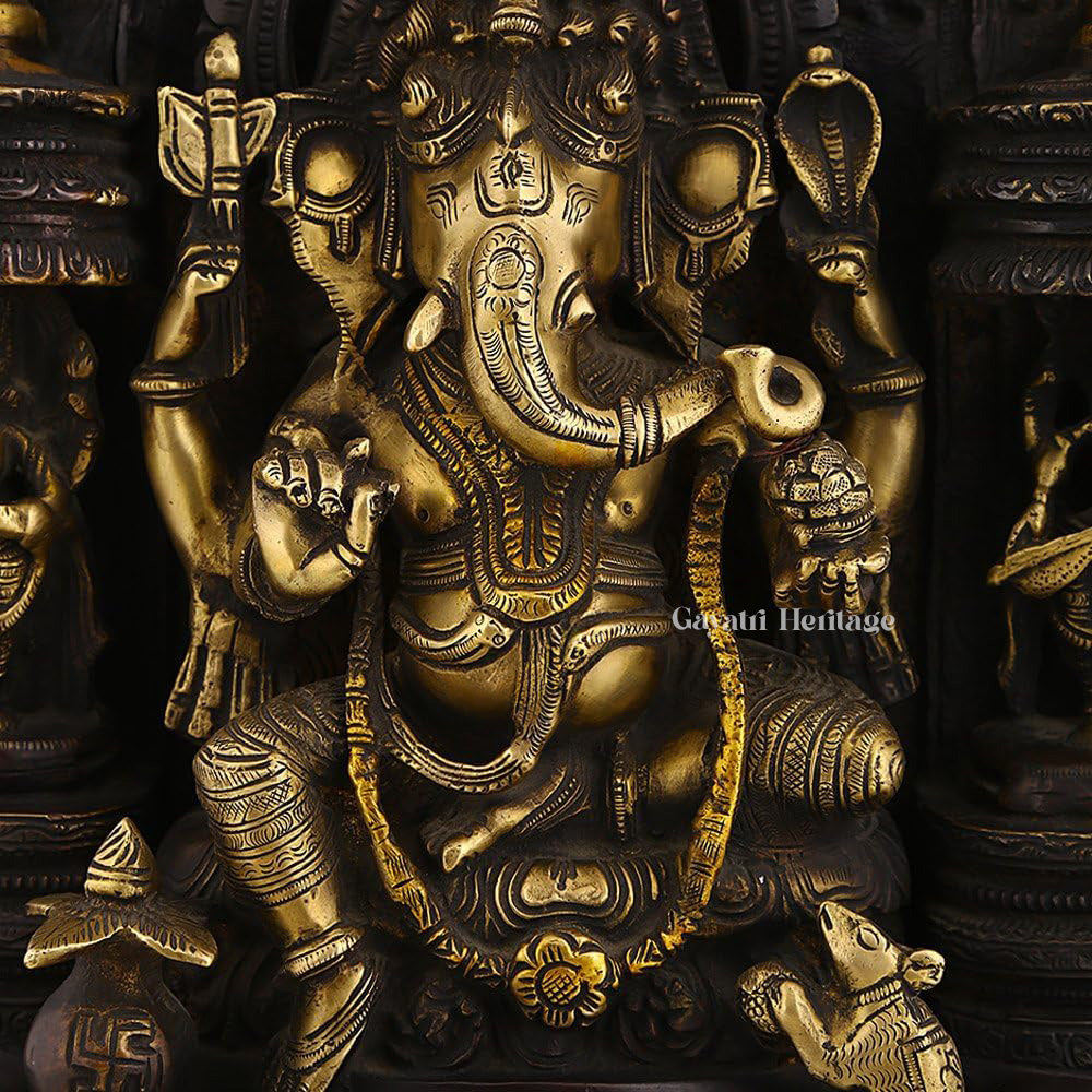 Brass Ganesh with Prabhavali – Divine Blessings and Prosperity | Gayatri Heritage