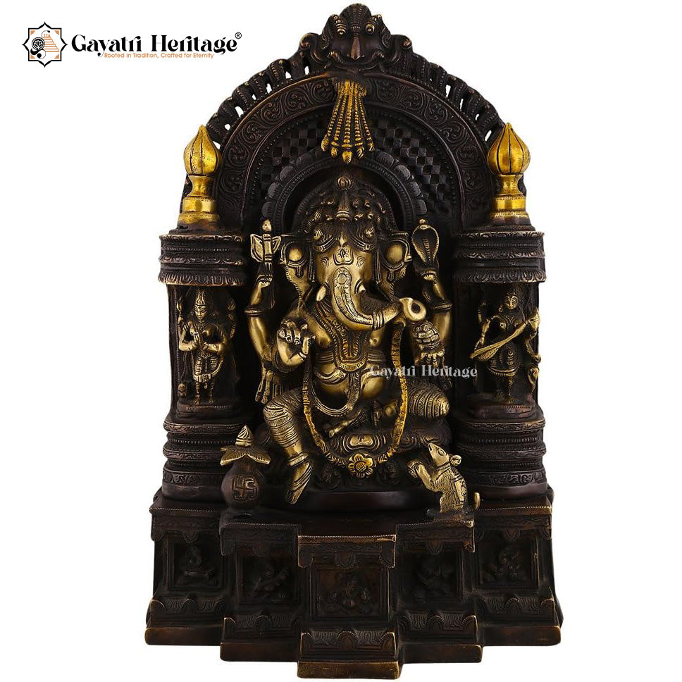 Brass Ganesh with Prabhavali – Divine Blessings and Prosperity | Gayatri Heritage