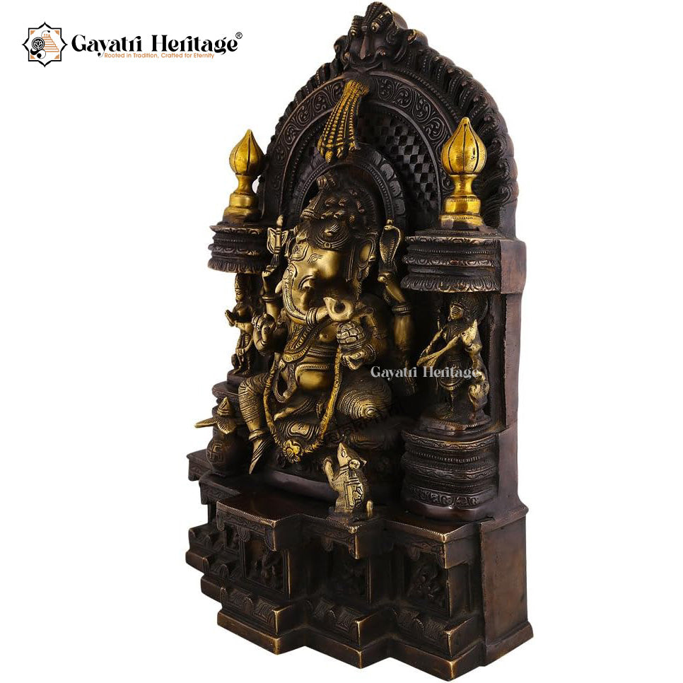 Brass Ganesh with Prabhavali – Divine Blessings and Prosperity | Gayatri Heritage