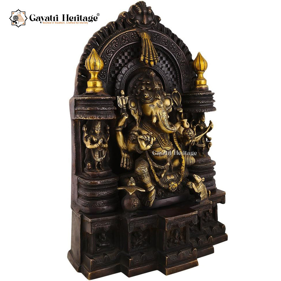 Brass Ganesh with Prabhavali – Divine Blessings and Prosperity | Gayatri Heritage