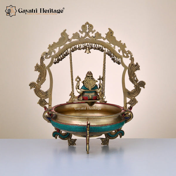 Brass Vinayagar Urli with Stone Work – Divine Decor | Gayatri Heritage