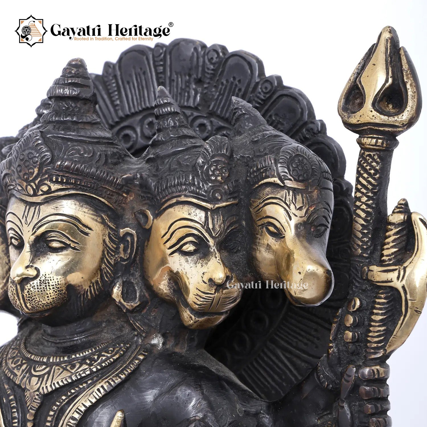 Brass Panchmukhi Hanuman – Divine Protector Idol | Gayatri Heritage