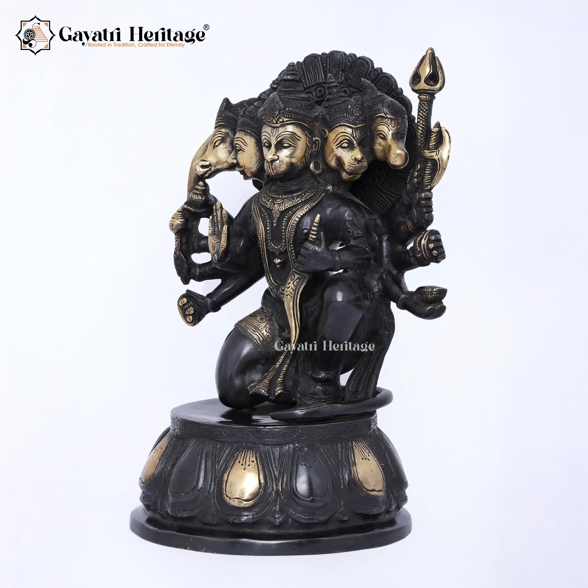 Brass Panchmukhi Hanuman – Divine Protector Idol | Gayatri Heritage