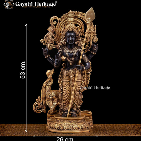 Brass Lord Murugan Statue / Kartikeya – Divine Protection and Strength | Gayatri Heritage