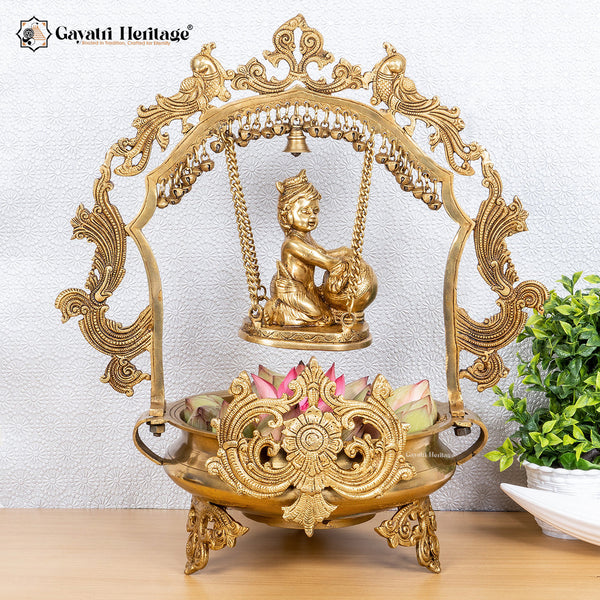 Brass Bal Gopal Urli – Divine Décor for Your Home | Gayatri Heritage