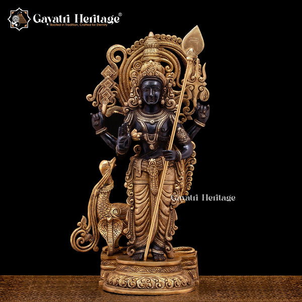 Brass Lord Murugan Statue / Kartikeya – Divine Protection and Strength | Gayatri Heritage