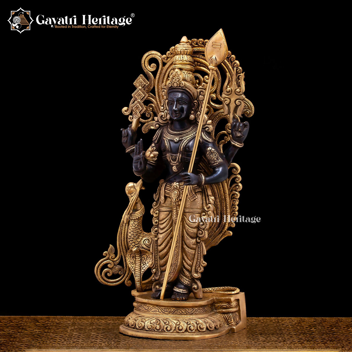 Brass Lord Murugan Statue / Kartikeya – Divine Protection and Strength | Gayatri Heritage