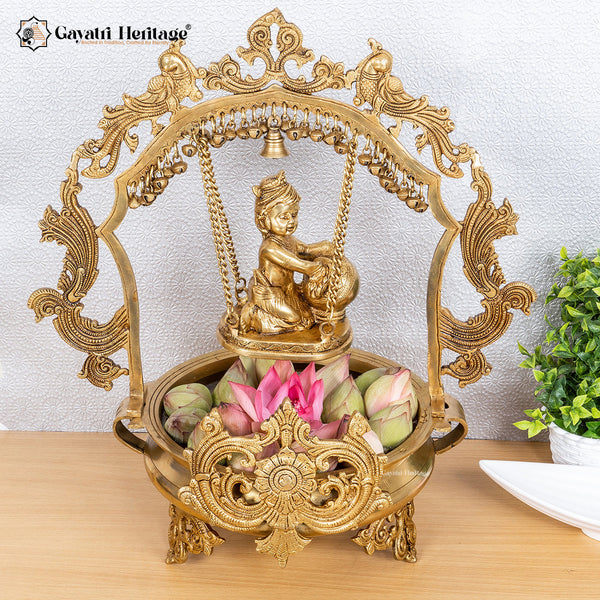 Brass Bal Gopal Urli – Divine Décor for Your Home | Gayatri Heritage