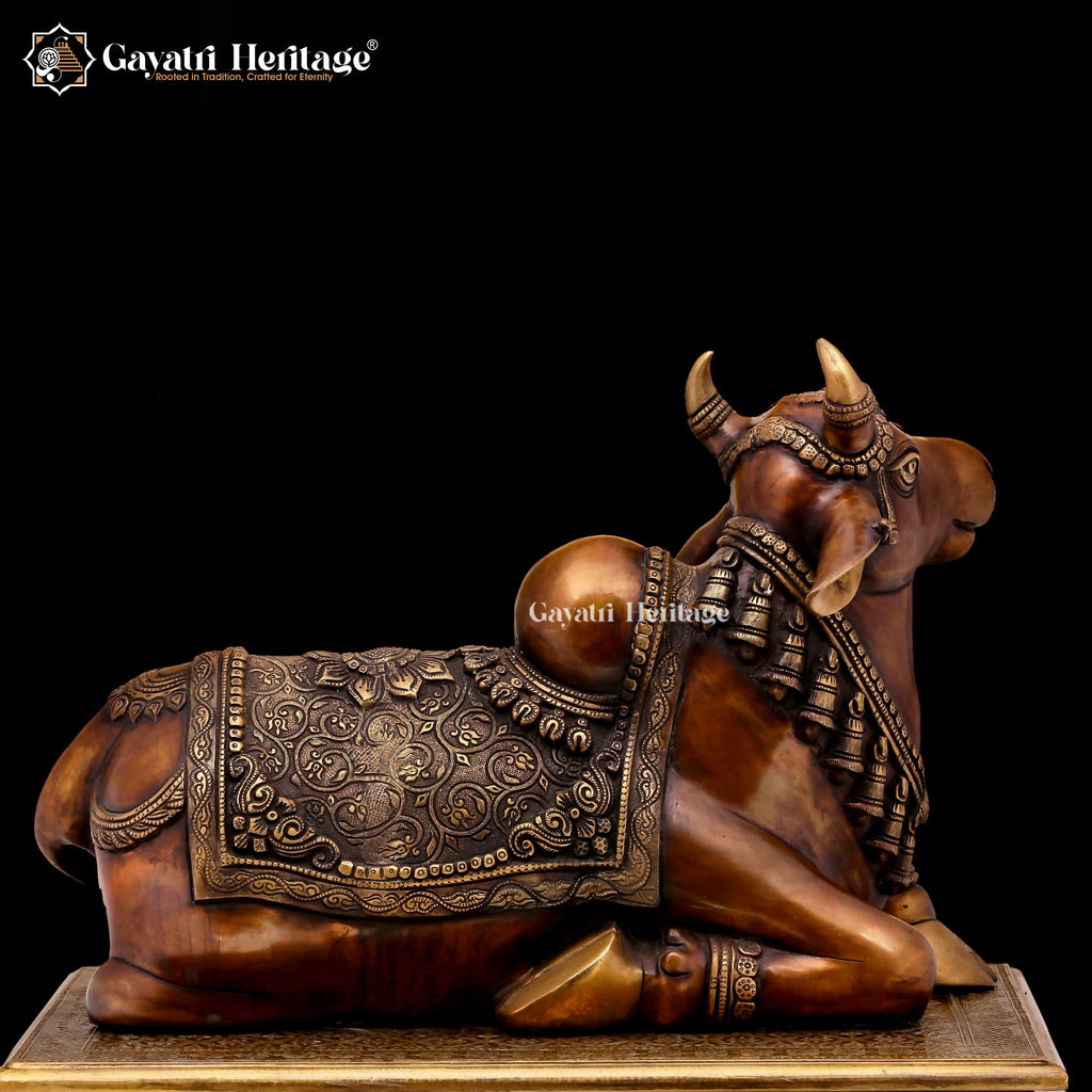 Brass Nandi Statue – Sacred Bull Idol | Gayatri Heritage