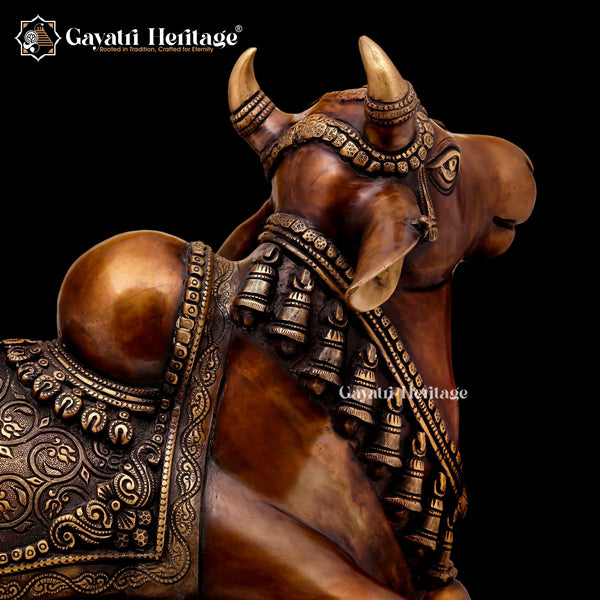 Brass Nandi Statue – Sacred Bull Idol | Gayatri Heritage