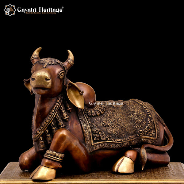 Brass Nandi Statue – Sacred Bull Idol | Gayatri Heritage